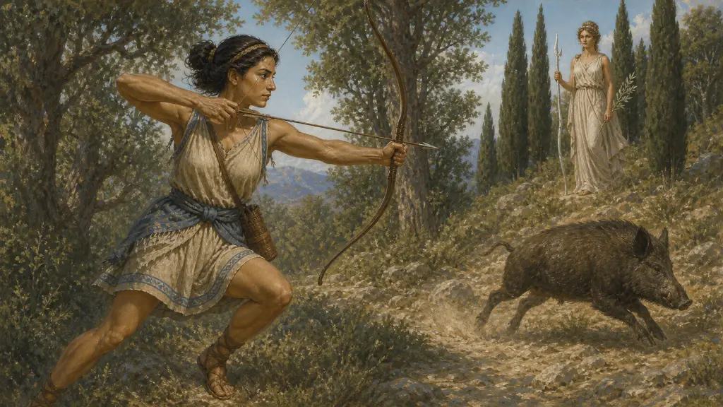 Η Αταλάντη — Η Αταλάντη μεγαλώνει ως κυνηγός στο δάσος