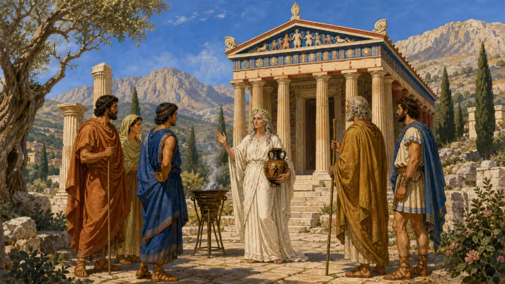 Το μαντείο των Δελφών — arrival