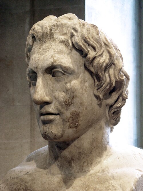 Hermes Azara, bust of Alexander after Lysippos, Louvre