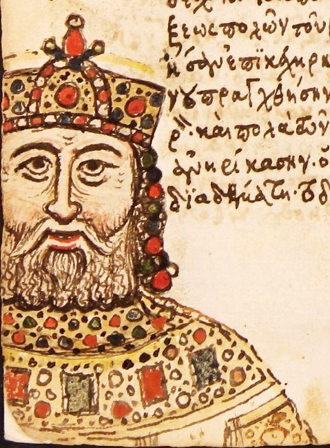 Emperor Alexios I Komnenos, her father, Byzantine manuscript portrait
