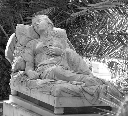 Η Κοιμωμένη (The Sleeping Maiden), 1878, tomb of Sofia Afentaki, First Cemetery of Athens