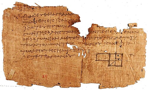 Fragment of Euclid's «Στοιχεία» (Elements), Oxyrhynchus papyrus P.Oxy. I 29, c. 100 AD