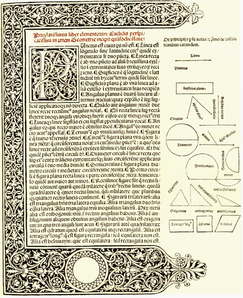 First page of the Elements, Ratdolt edition, 1482