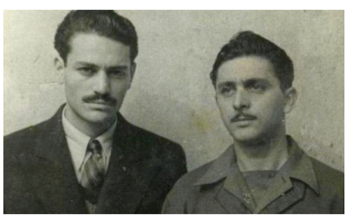 Μανώλης Γλέζος και Απόστολος (Λάκης) Σάντας, που κατέβασαν τη σβάστικα από την Ακρόπολη (30–31 May 1941)