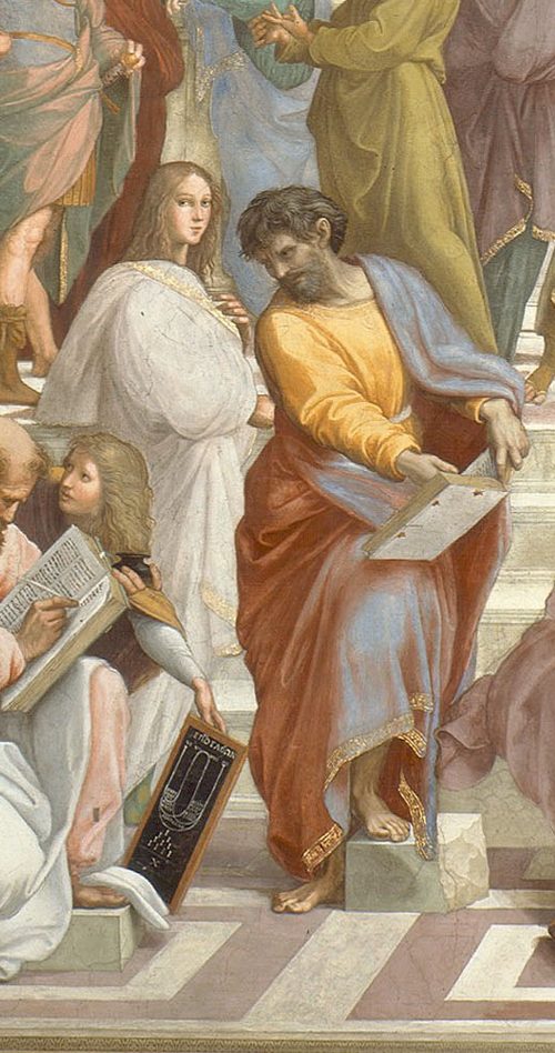 Figure identified as Hypatia, detail of The School of Athens, Raphael, 1510