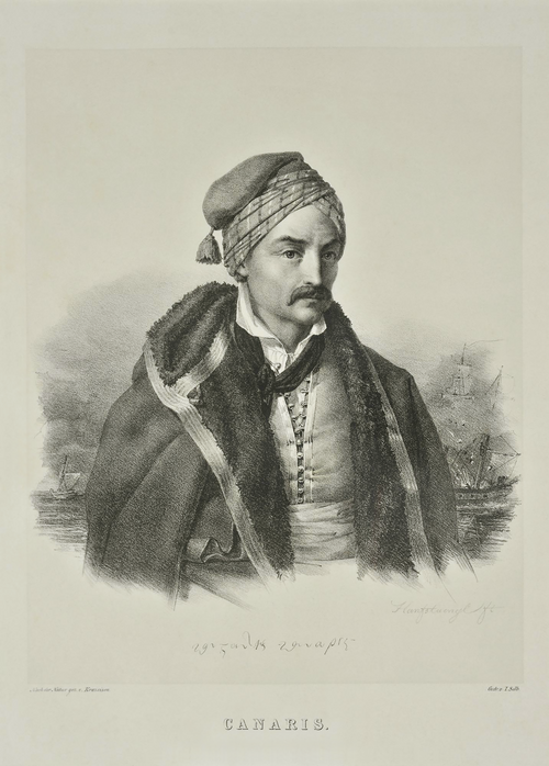Konstantinos Kanaris, lithograph by Karl Krazeisen, 1831