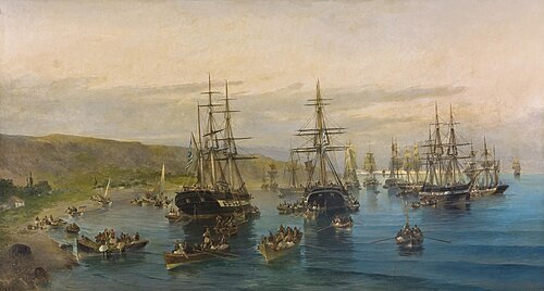 Η άφιξη του Καραϊσκάκη στο Φάληρο (The arrival of Karaiskakis at Faliro), Konstantinos Volanakis