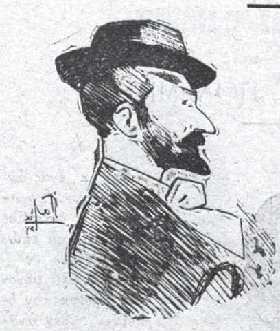 Andreas Karkavitsas, charcoal caricature by Georgios Roilos for «Εστία»