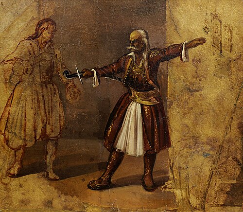 «Ο Κολοκοτρώνης ορκίζει τον γιο του» (Kolokotronis puts his son under oath), Dionysios Tsokos