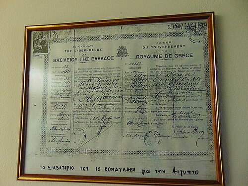 Το διαβατήριο του Ιωάννη Κονδυλάκη για την Αίγυπτο (his passport)