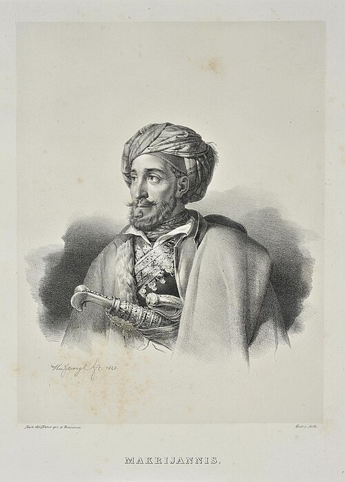 Ioannis Makriyannis, lithograph by Karl Krazeisen, 1828