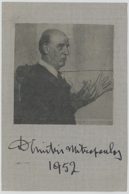 Signed photograph of Dimitri Mitropoulos, 1952 (collection Tino Barindelli)