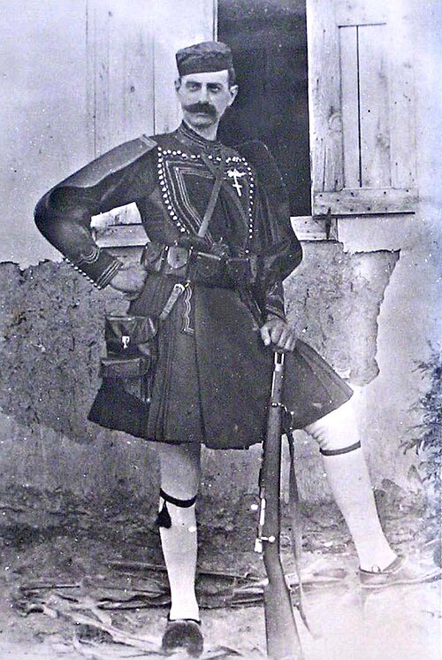 Ο Παύλος Μελάς με τον μακεδονικό ντουλαμά (in Macedonian fighter dress), Λάρισα, 21 Αυγούστου 1904