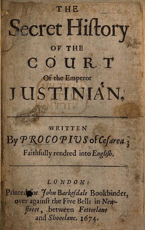 The Secret History, English edition of 1674, frontispiece