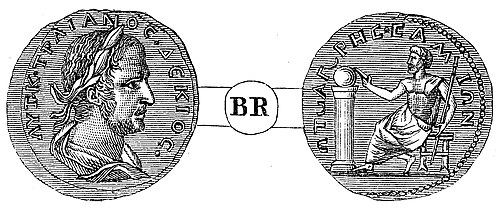 Pythagoras on a coin of Samos, 1875 illustration