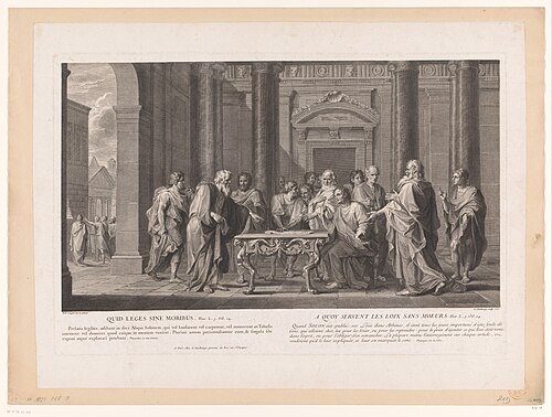 Solon defending his laws before the Athenians, engraving, Rijksmuseum
