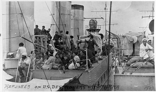 Greek refugees aboard USS Edsall off Smyrna, 1922