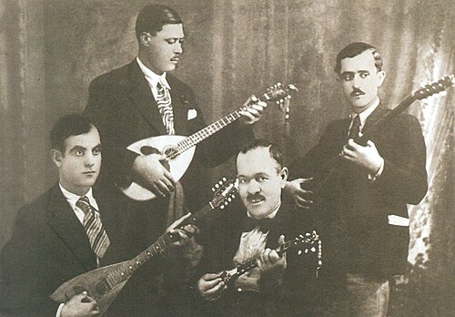 The famous Quartet of Piraeus (Pagioumtzis, Vamvakaris, Batis, Delias), c. 1934