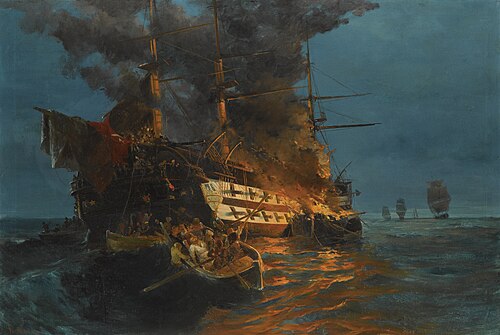 Το κάψιμο της τουρκικής φρεγάτας (The Burning of a Turkish Frigate), 1882
